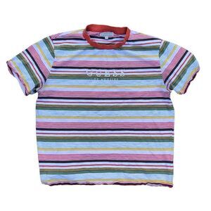 STRIPED Guess Shirt XL Horizontal Stripe Multicolor